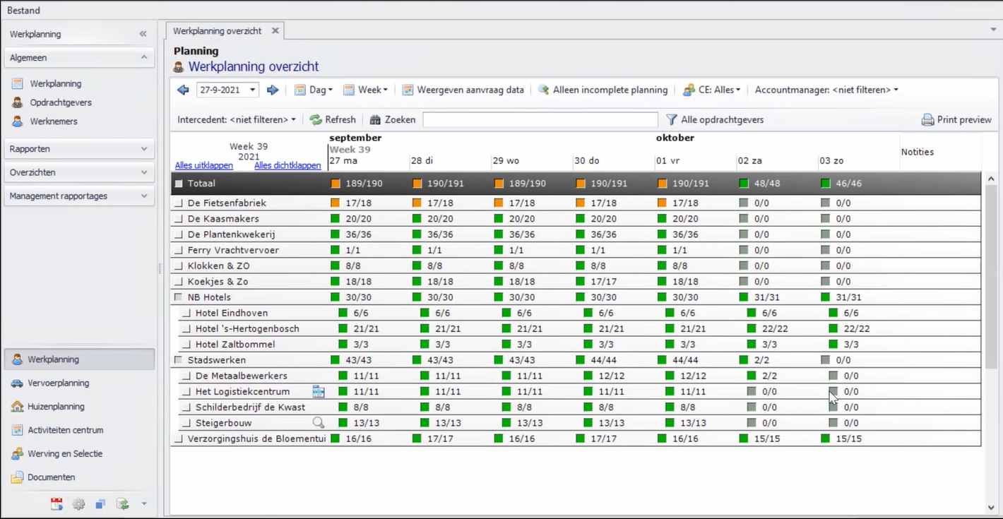 werkplanning overzicht Plan4Flex