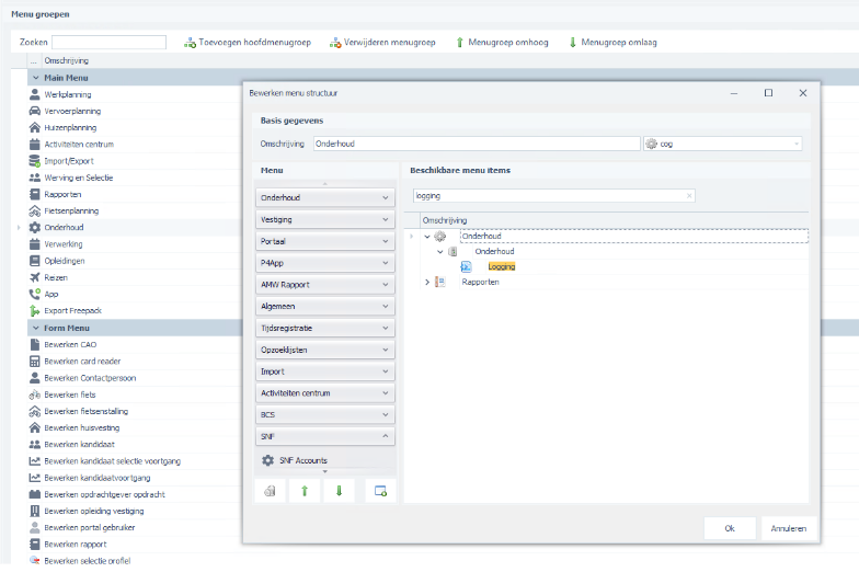 Logging overzicht Plan4Flex