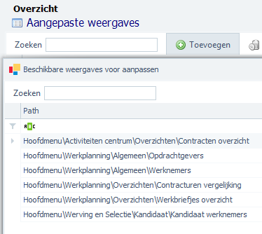 Aangepaste weergaves Plan4Flex 