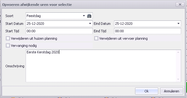 Feestdagen aanmaken Plan4Flex