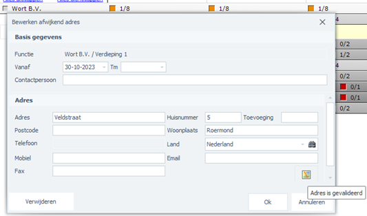 Afwijkend werkadres instellen