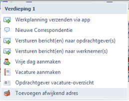 Afwijkend werkadres instellen
